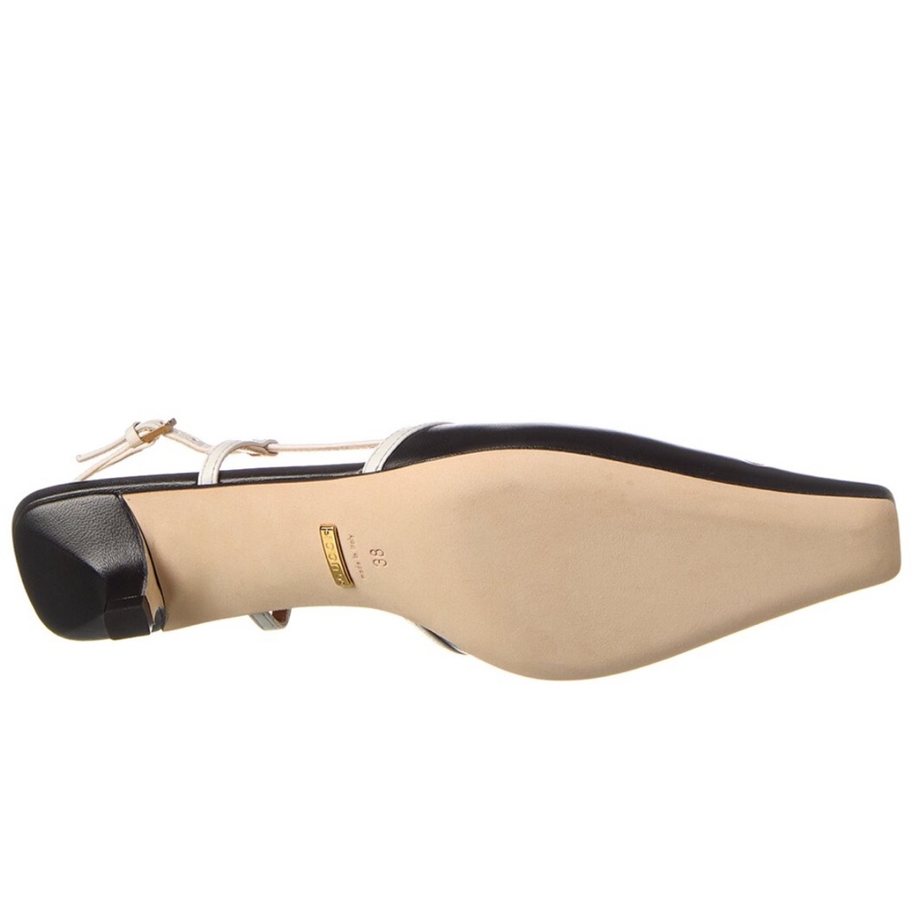GUCCI X ADIDAS SIGNATURE LEATHER SLINGBACK PUMPS IN BLACK AND WHITE SIZE EU 39 - Picture 3 of 4